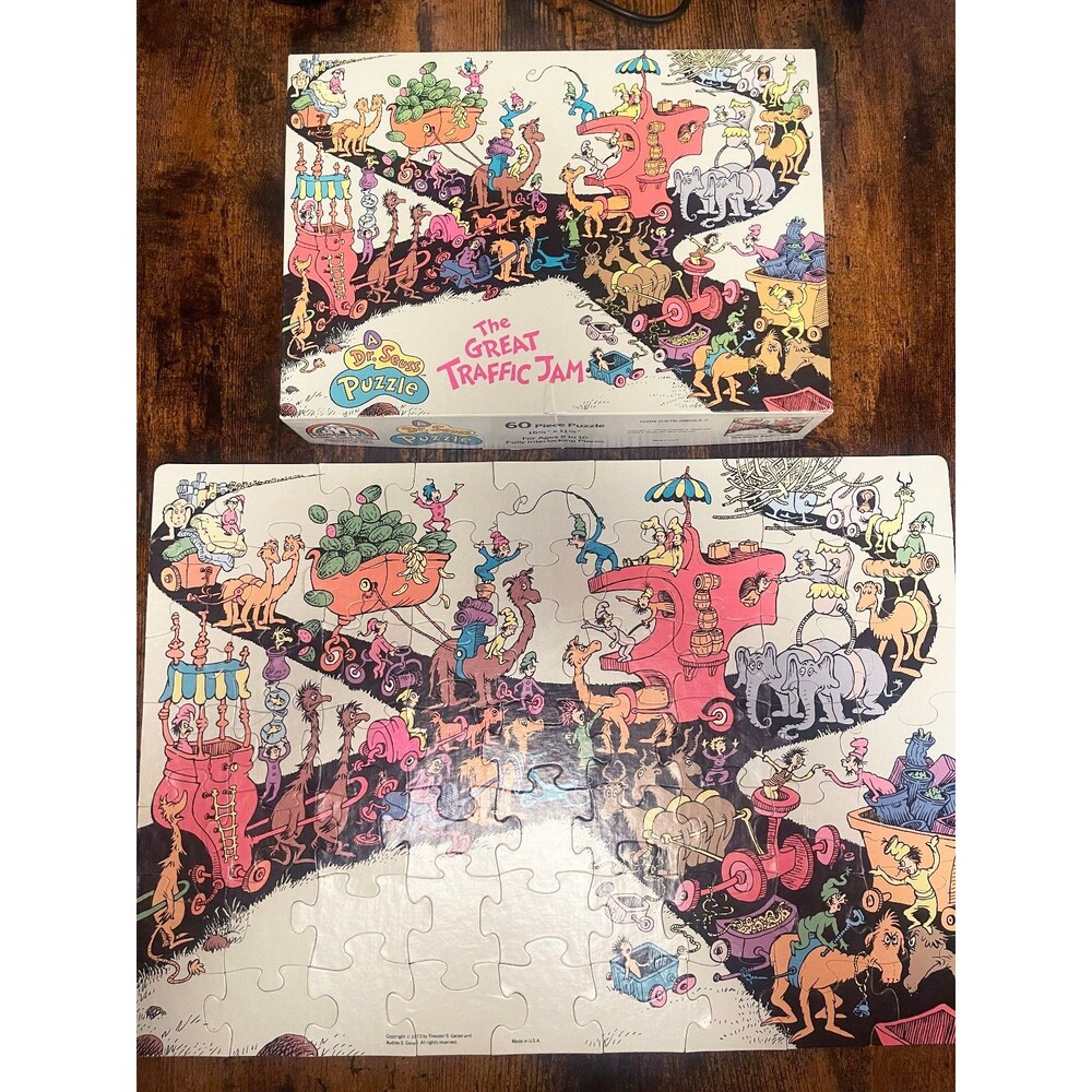 VTG 1973 Dr. Seuss The Great Traffic Jam 60 Piece Puzzle Complete Random House